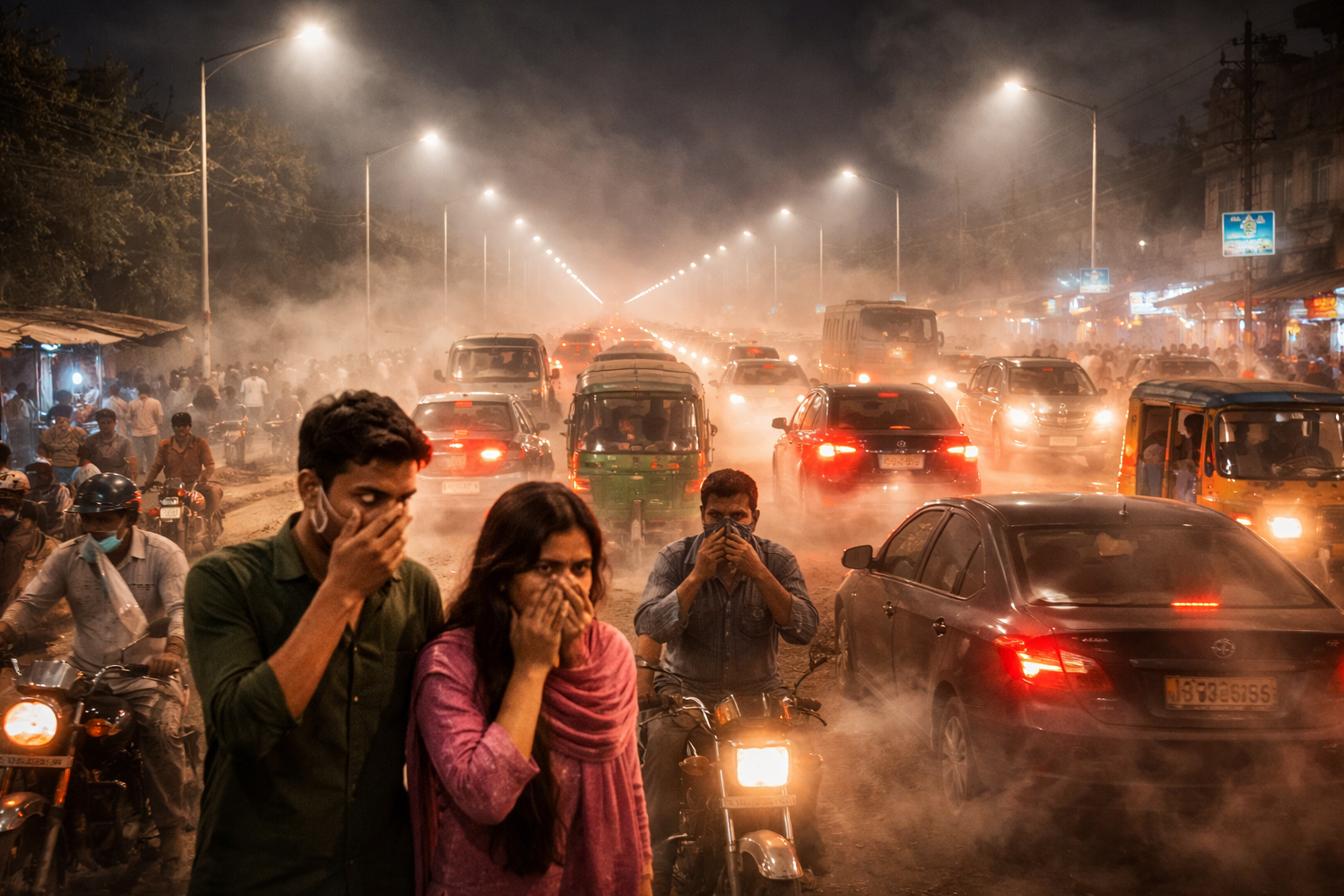 شیخوپورہ روڈ پر اسٹریٹ لائٹس تو لگ گئیں، مگر آلودگی نے جینا دوبھر کر دیا