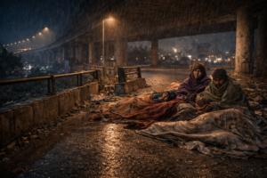 گوجرانوالہ میں بارش، سردی کی لہر دوبارہ حاوی، بے گھر افراد کی مشکلات میں اضافہ