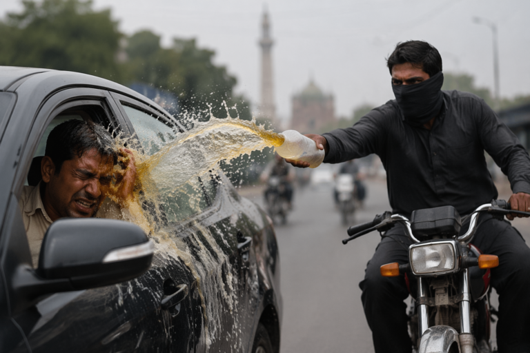 لاہور میں افسوسناک واقعہ: کار سوار پر تیزاب پھینک دیا گیا