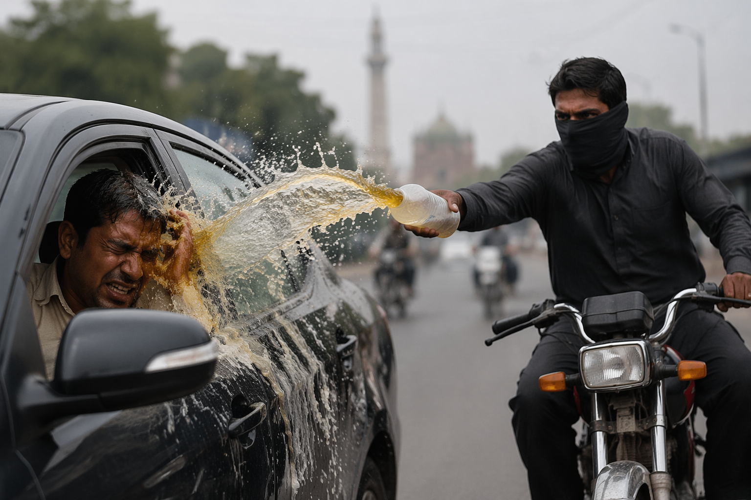 لاہور میں افسوسناک واقعہ: کار سوار پر تیزاب پھینک دیا گیا