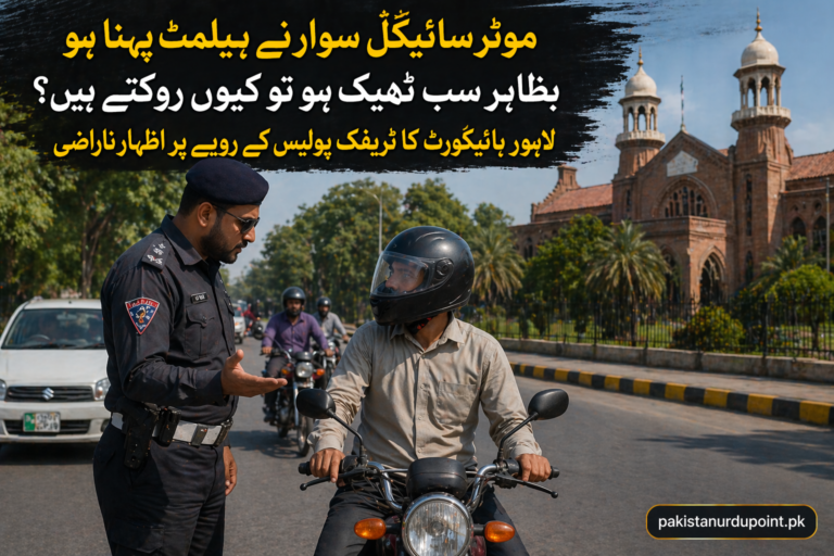 ہیلمٹ پہنے موٹر سائیکل سوار کو کیوں روکا جاتا ہے؟ لاہور ہائیکورٹ کا اظہارِ ناراضی