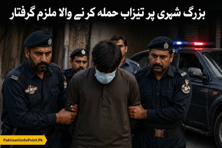 بزرگ شہری پر تیزاب حملہ کرنے والا ملزم گرفتار