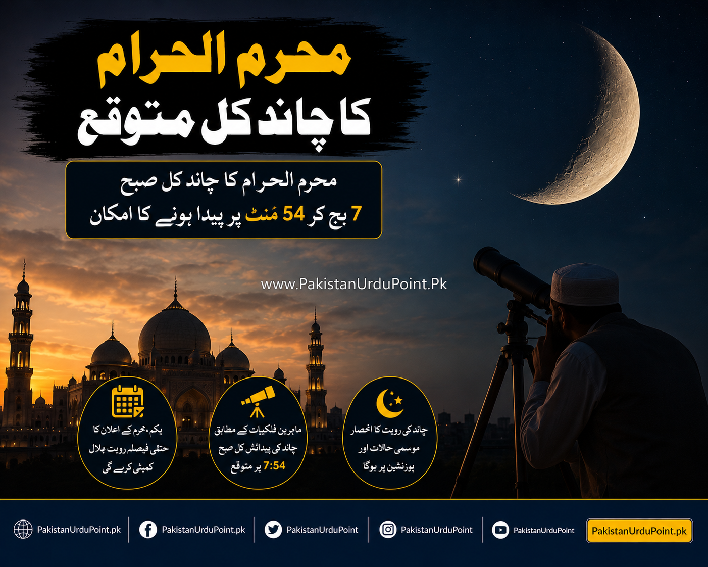 محرم الحرام کا چاند کل متوقع