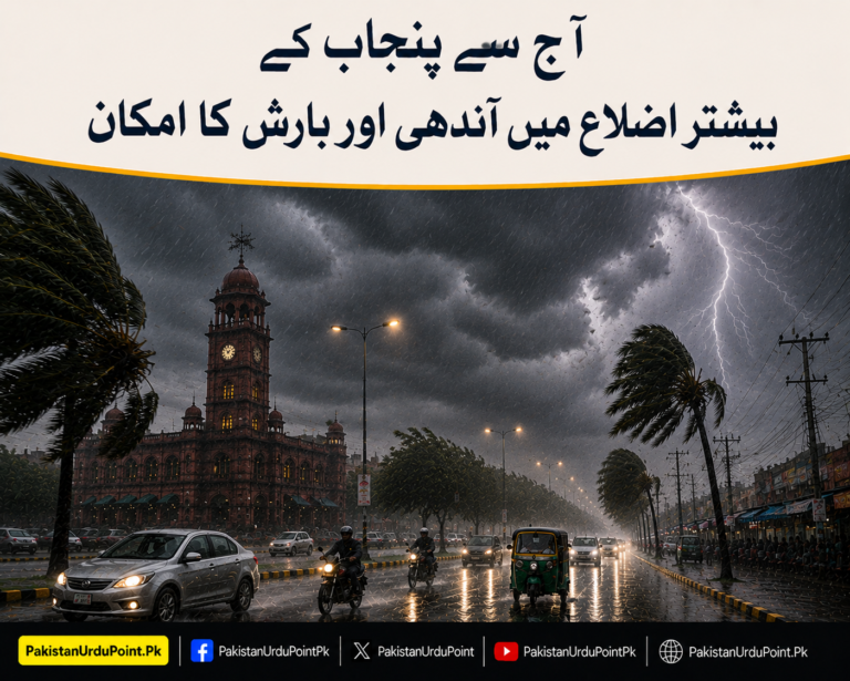 آج سے پنجاب کے بیشتر اضلاع میں آندھی اور بارش کا امکان