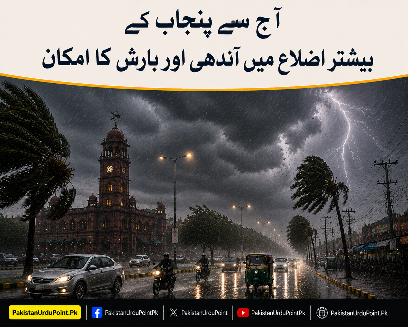 آج سے پنجاب کے بیشتر اضلاع میں آندھی اور بارش کا امکان