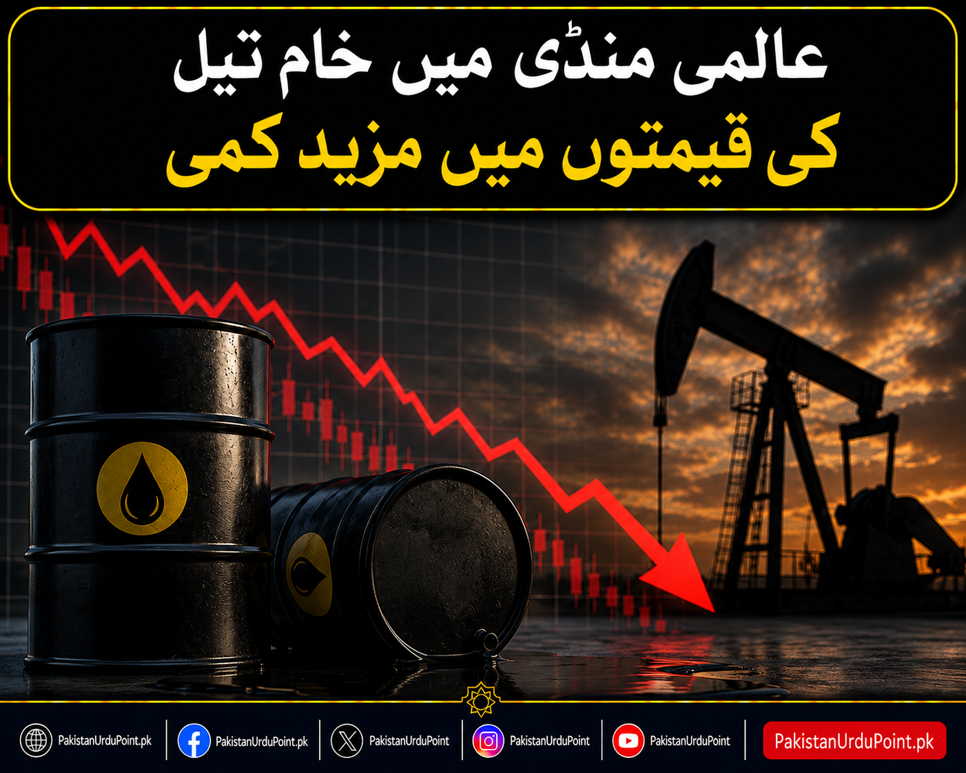 عالمی منڈی میں خام تیل کی قیمتوں میں مزید کمی