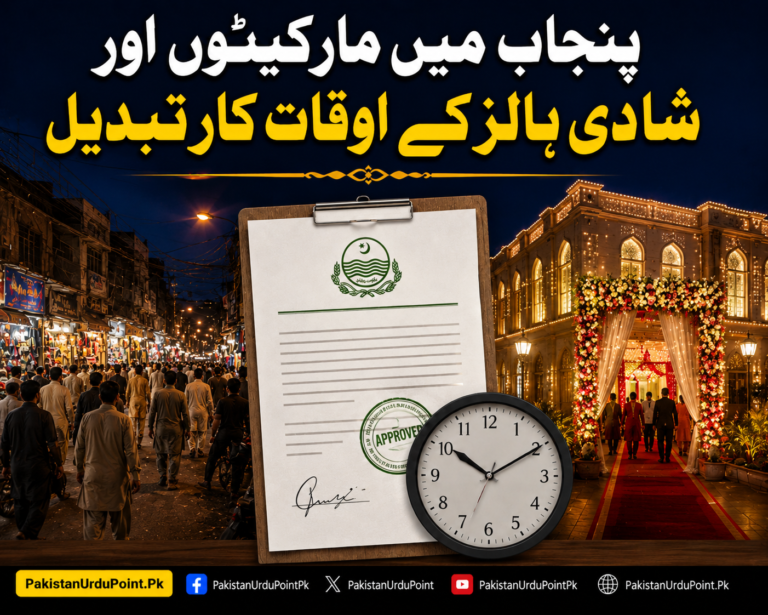 پنجاب میں مارکیٹوں اور شادی ہالز کے اوقات کار تبدیل