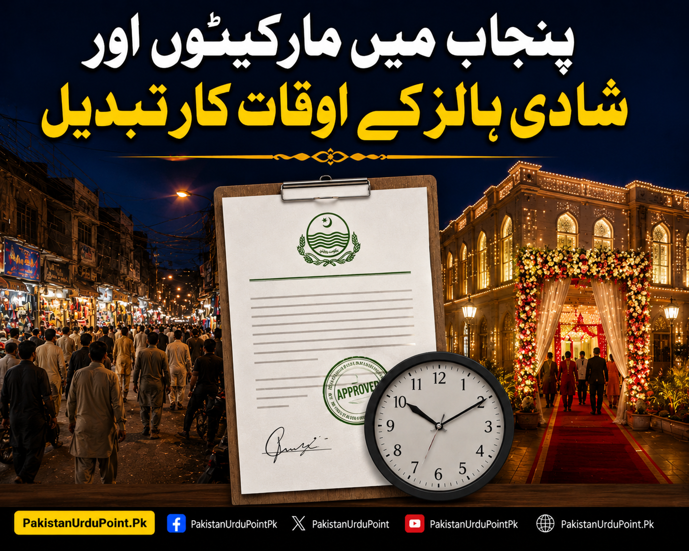 پنجاب میں مارکیٹوں اور شادی ہالز کے اوقات کار تبدیل