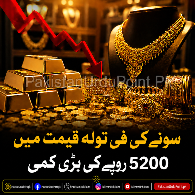 سونے کی فی تولہ قیمت میں 5,200 روپے کی بڑی کمی