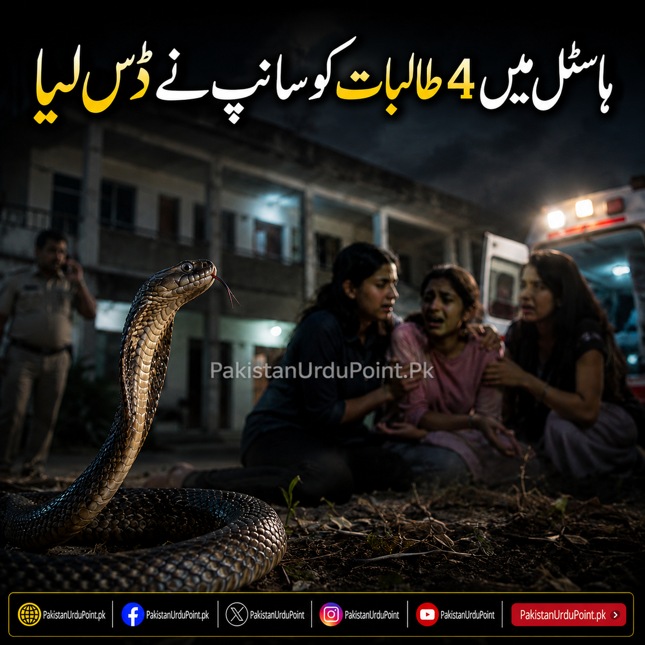 بھارت میں ہاسٹل کی 4 طالبات کو سانپ نے ڈس لیا